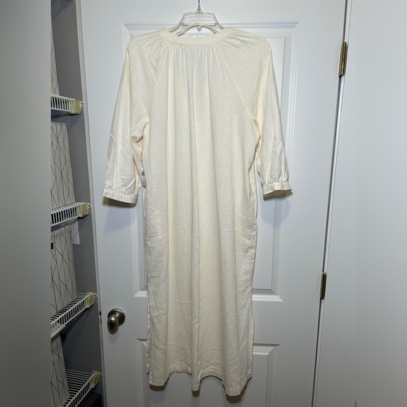 Split-Neck Linen-Blend Midi Dress - Picture 5 of 5